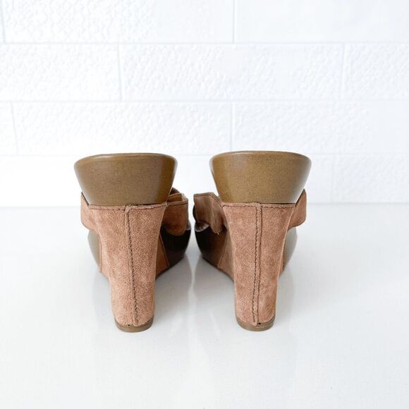 Nine West Womens Maylin Suede Leather Crisscross Strap Wedge Sandals Brown Size - Picture 4 of 7